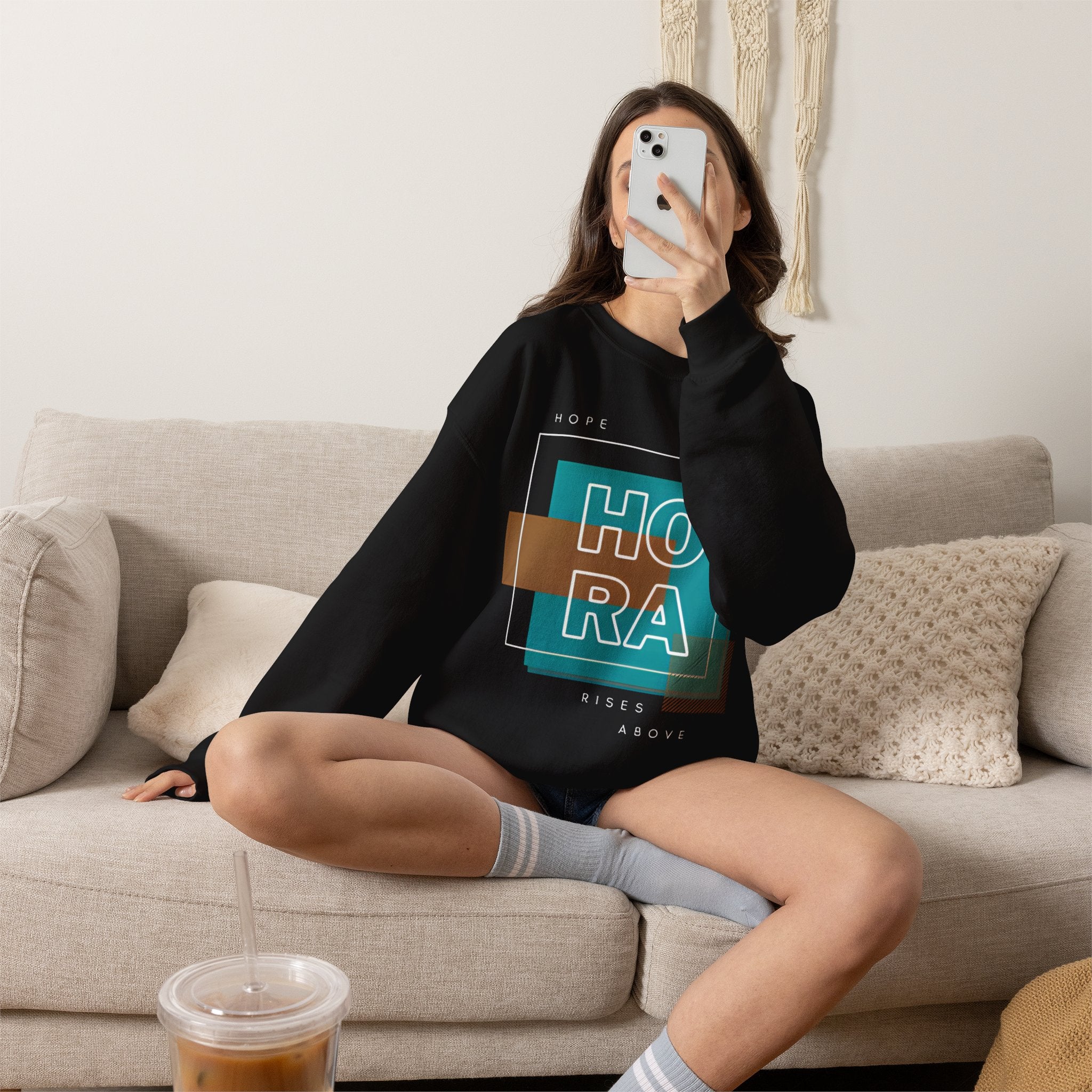 Hope Rises "HO RA" Graphic Crewneck Sweatshirt