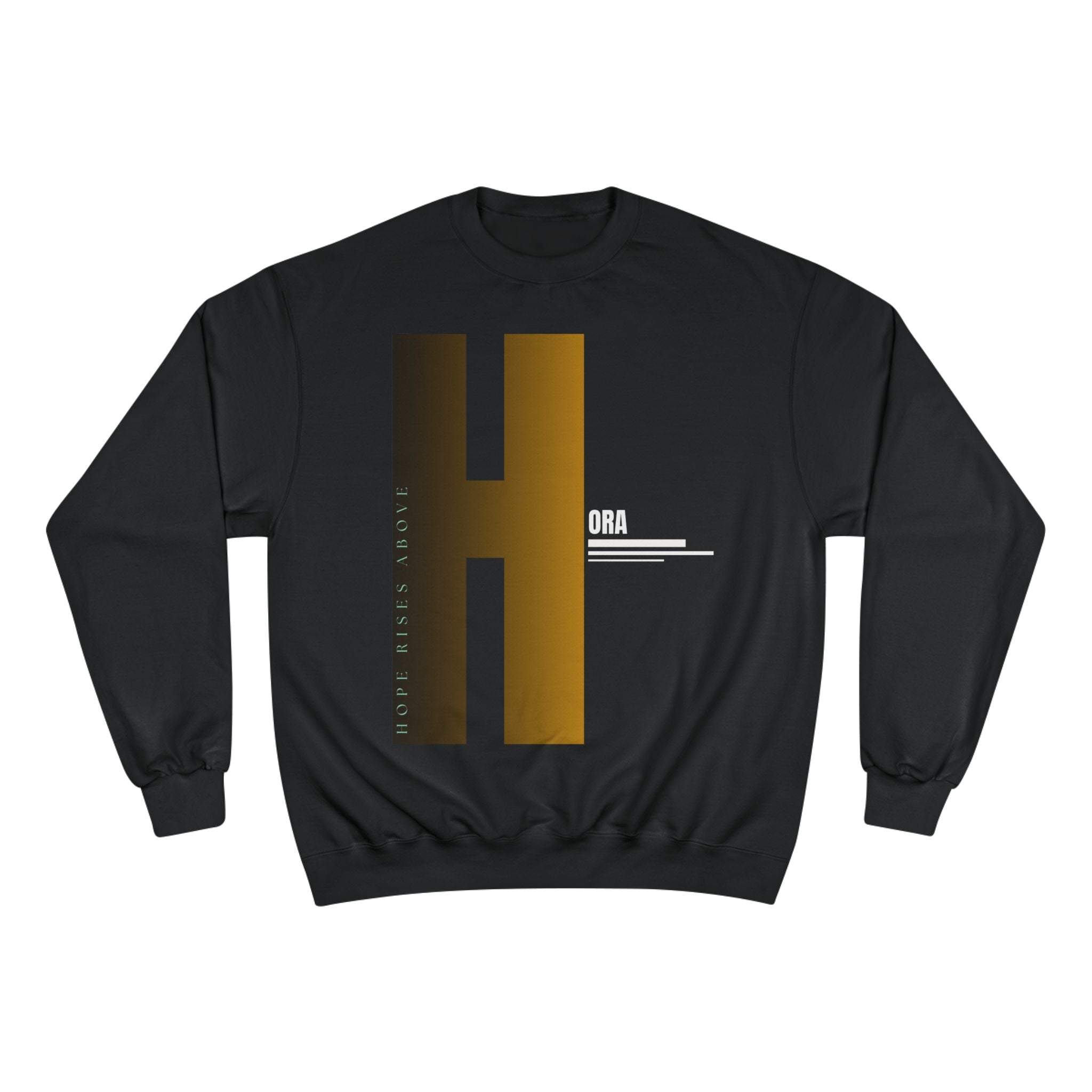 H Monogram Sweatshirt — Olive Champion Crewneck with Gold Gradient 'H' Design