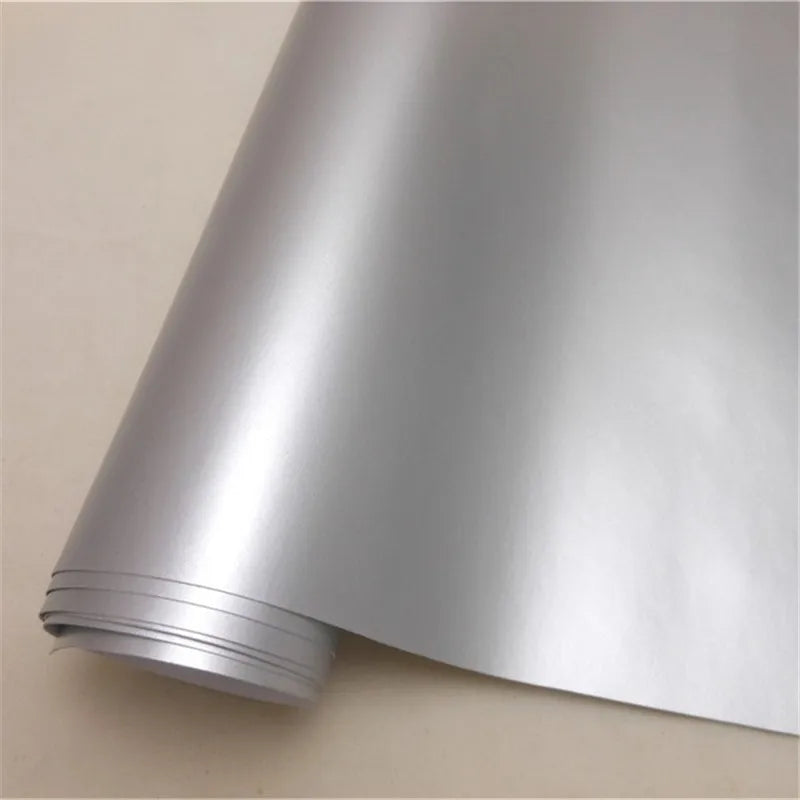 50x152cm Ice Satin Chrome Vinyl Wrap Film Air Free Metallic Matt Chrome Car Wrap Covering Style Car Sticker Foil