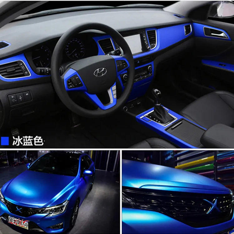 50x152cm Ice Satin Chrome Vinyl Wrap Film Air Free Metallic Matt Chrome Car Wrap Covering Style Car Sticker Foil
