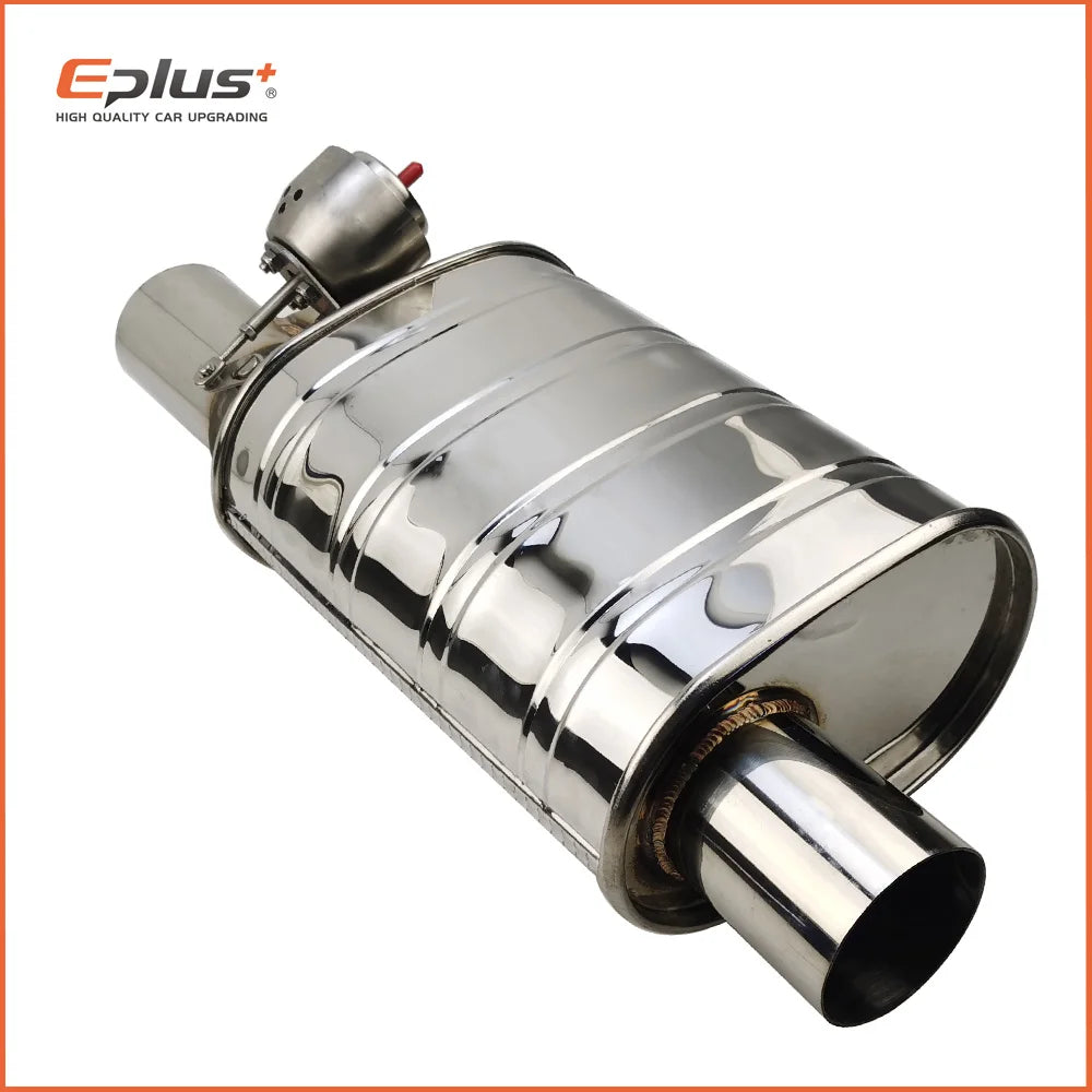 EPLUS 1 Pair Car Exhaust System Vacuum Valve Control Exhaust Pipe Kit Remote Control Variable Silencer Stainless Universal 63mm