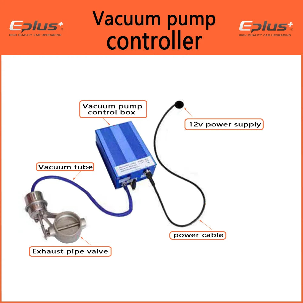 EPLUS 1 Pair Car Exhaust System Vacuum Valve Control Exhaust Pipe Kit Remote Control Variable Silencer Stainless Universal 63mm