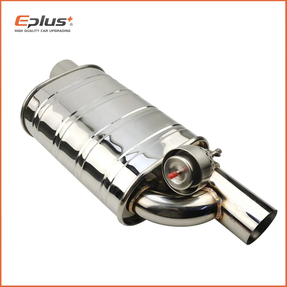 EPLUS 1 Pair Car Exhaust System Vacuum Valve Control Exhaust Pipe Kit Remote Control Variable Silencer Stainless Universal 63mm