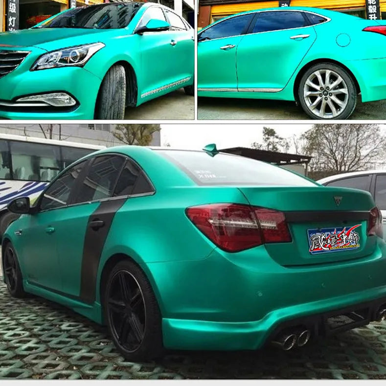 50x152cm Ice Satin Chrome Vinyl Wrap Film Air Free Metallic Matt Chrome Car Wrap Covering Style Car Sticker Foil
