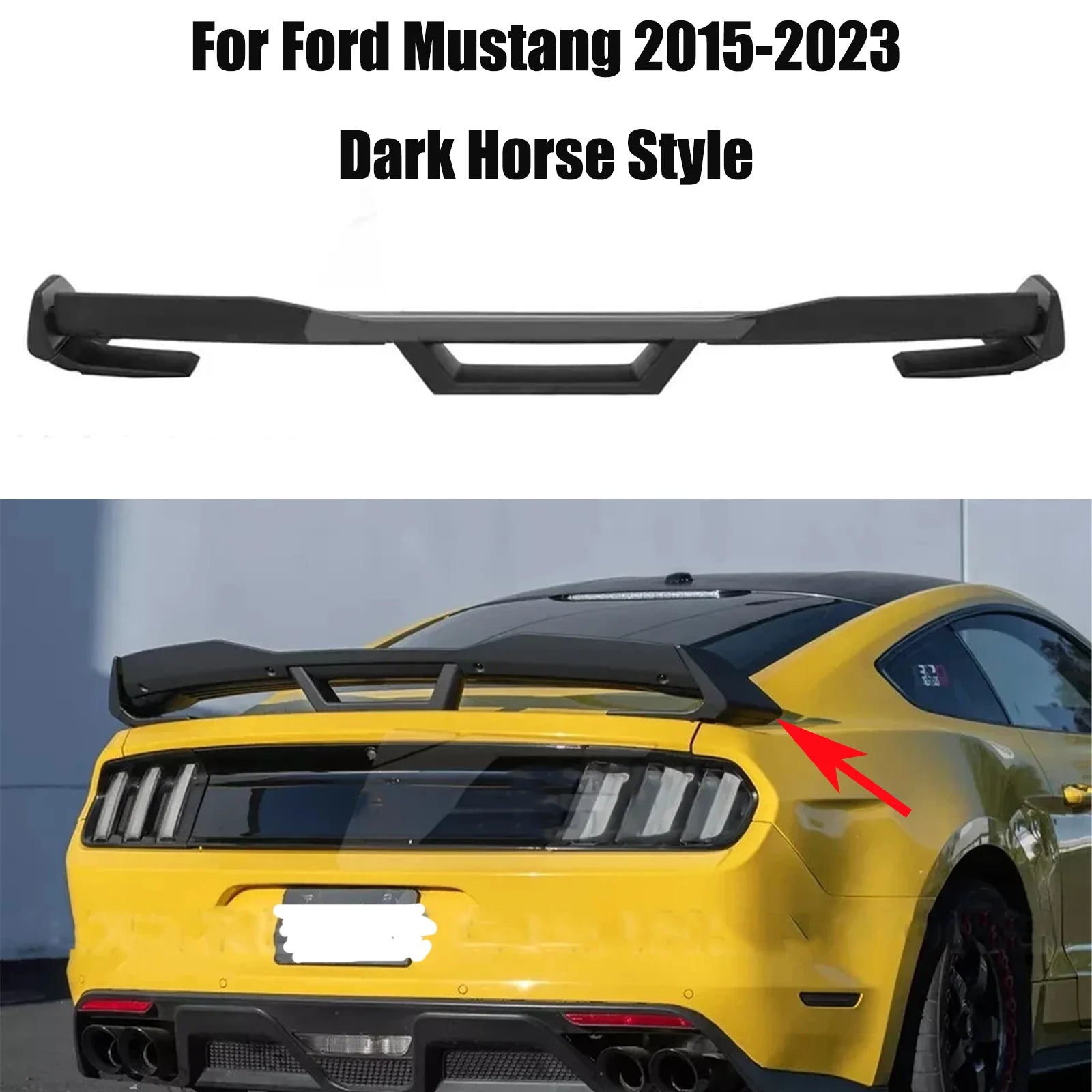For Ford Mustang GT Ecoboost Shelby GT500 GT350 2-Door Coupe 2015-2023 Rear Bumper Tail Wing Spoiler Trunk Lip Carbon Look