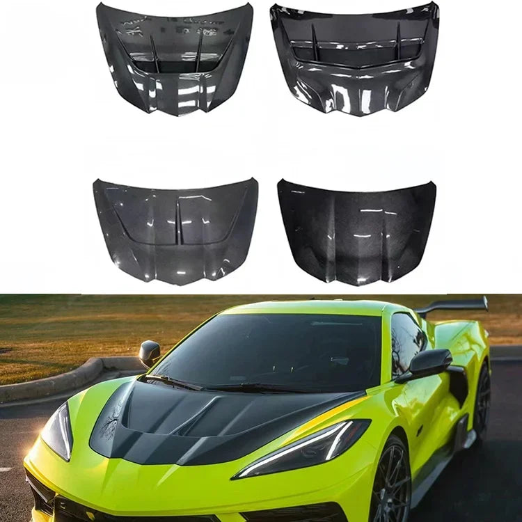 High Quality ZR1 Style Carbon Fiber Engine Hood Front Fender Trunk Lid Replacement Body Parts for Corvette C8