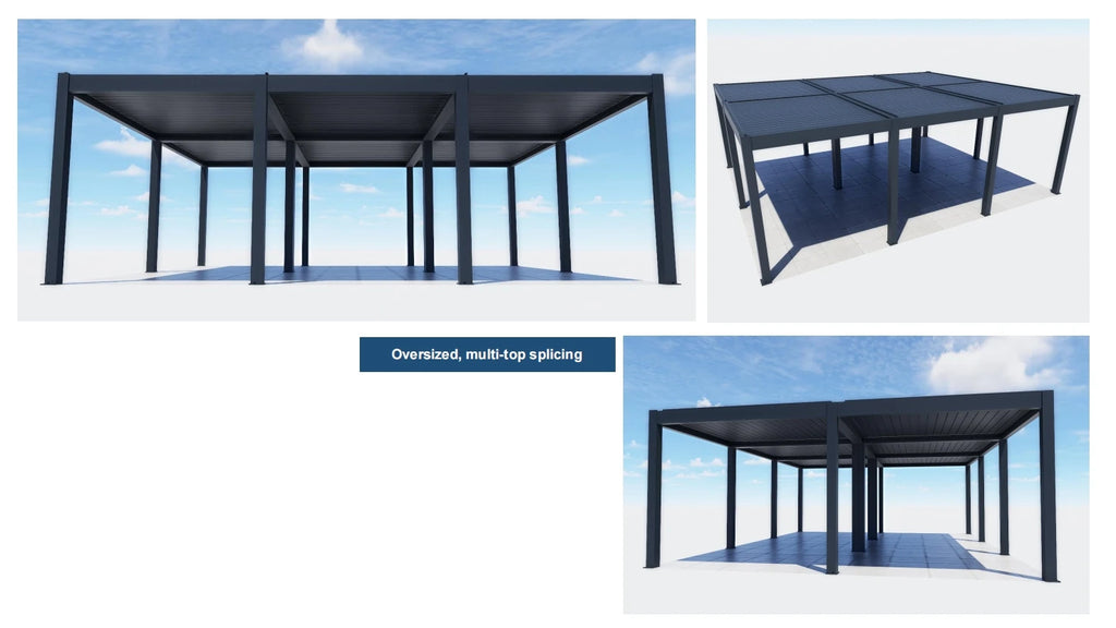 Motorized Pergola Aluminum Bioclimatic Gazebo with LED Lights Louvered Roof with Glass Sliding Doors Patio Gazebos Pergolas