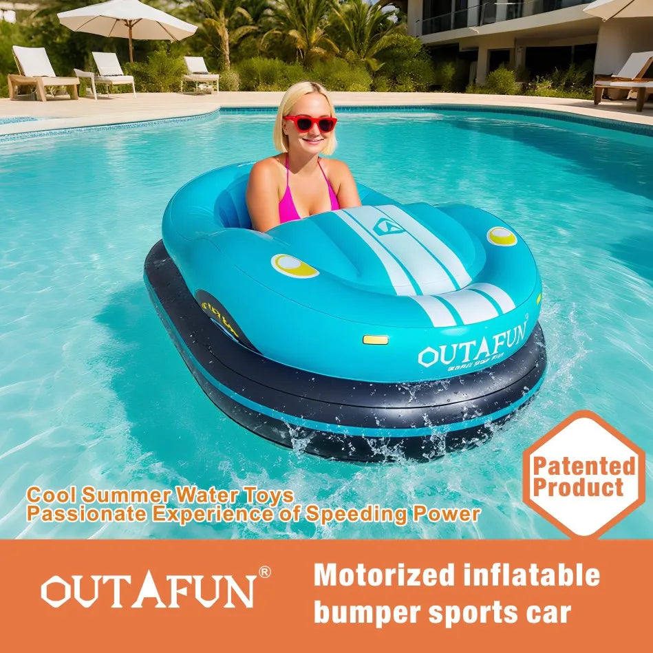 Inflatable Bumper Car Motorized Pool Float with Lake Float Tube PVC Material 1 Passenger Adult Pool Toy Water Amusement