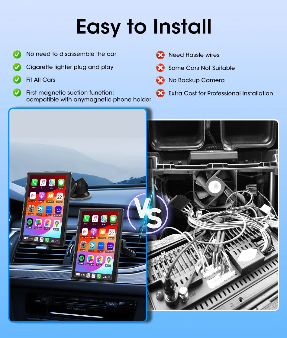 7/8/9'' Support Orientation & Portrait Car Mirror Radio Wireless Carplay Android Auto Multimedia Video Player Universal Screen