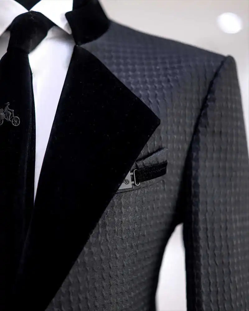Formal Man Tuxedos Jacquard 2 Piece Set Jacket Pants Men Suit Classic Fit Single Breasted Evening Wedding Groom Customized