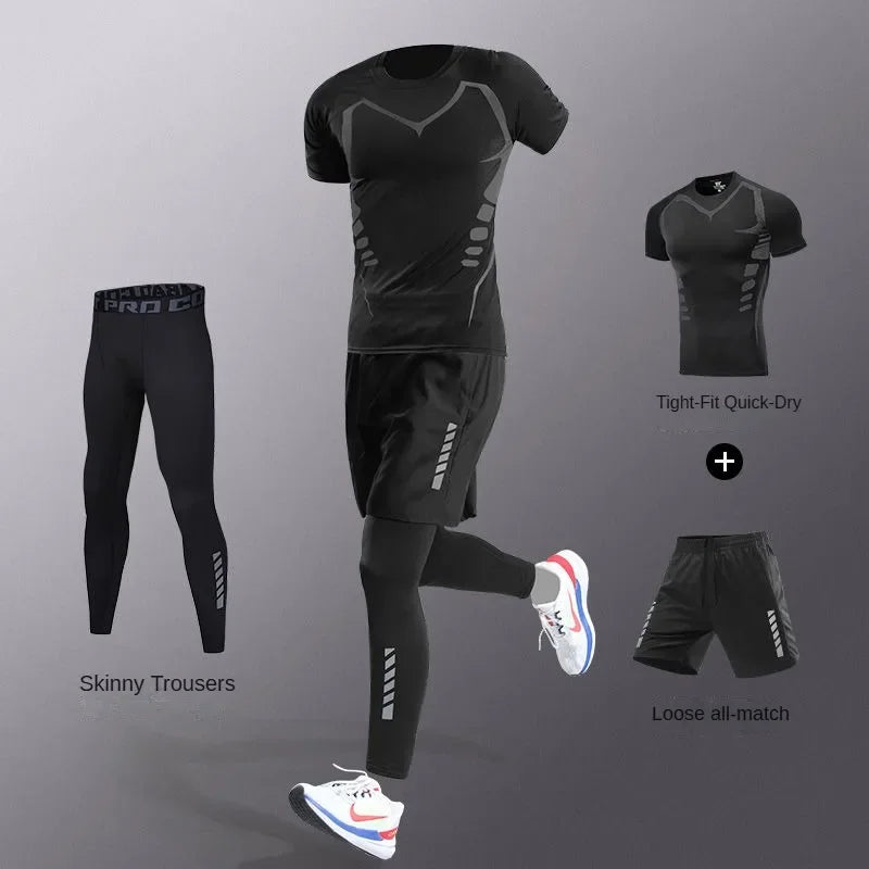 7Pcs Men's Ice Fiber Quick-Dry Running Fitness Full Set