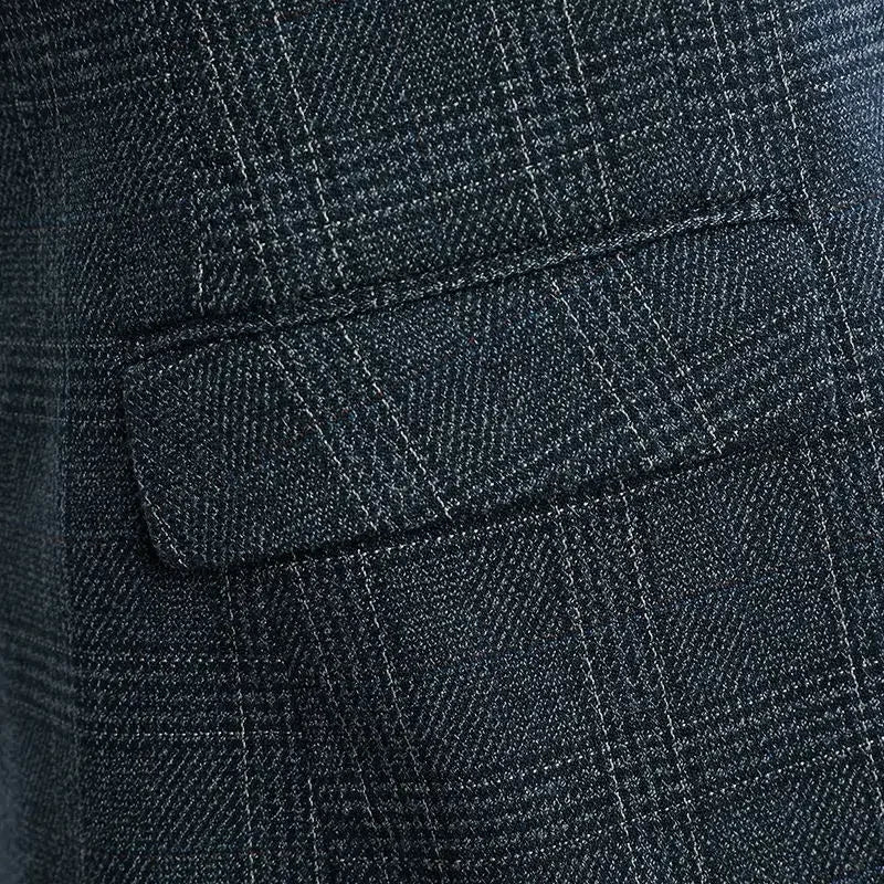 Linen Suit (Blazer+ Vest+Pants) Men's Fashion Hosts British Style