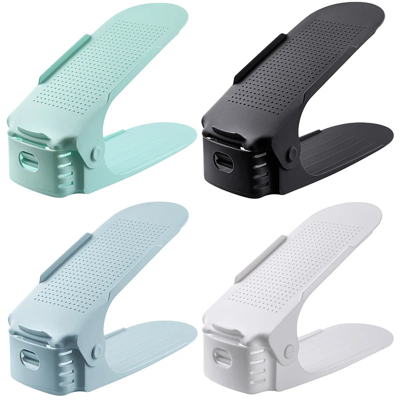 1/4/10 Pcs Shoe Organiser Plastic Adjustable Height Shoe Shelf Top and bottom compartment design Save space in your shoe cabinet