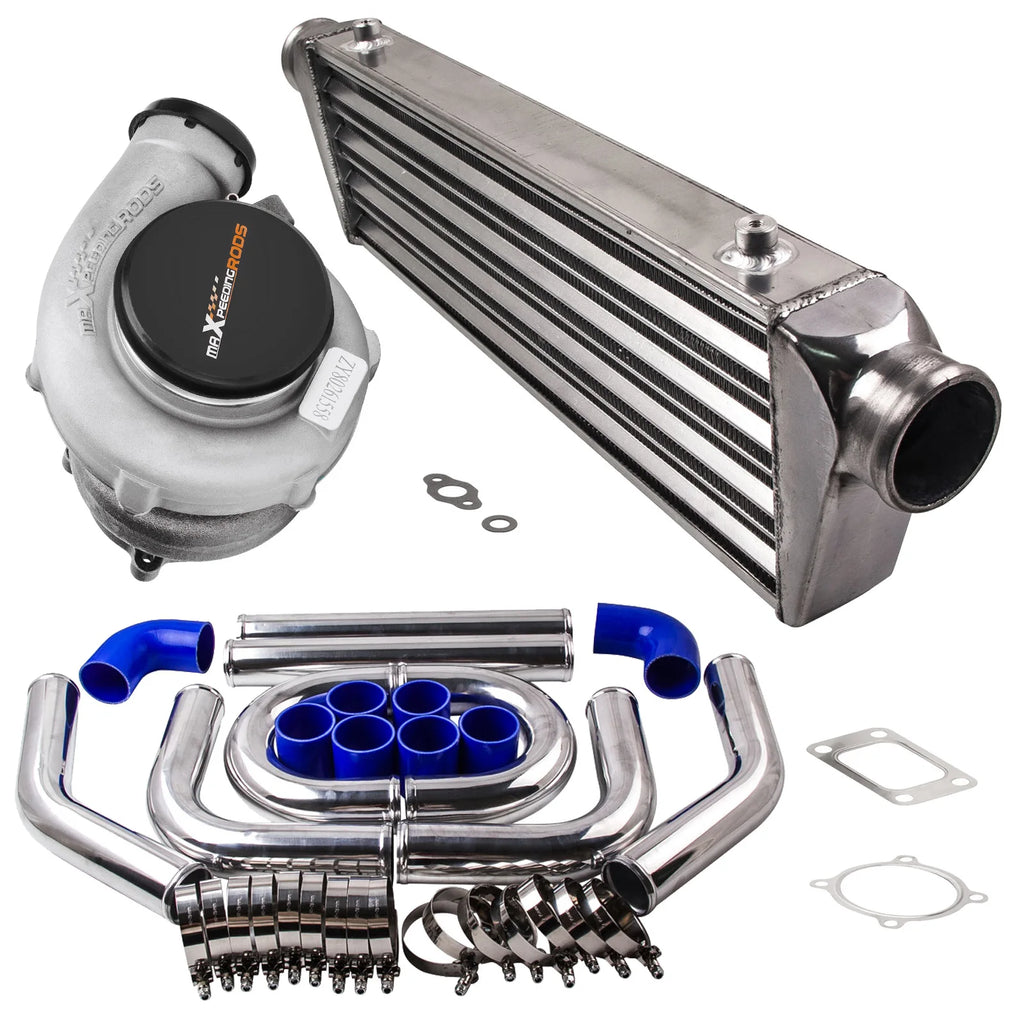 1 Set  Universal Billet GT3582 Turbocharger Kit + Intercooler + 2.5" Turbo Pipe Piping