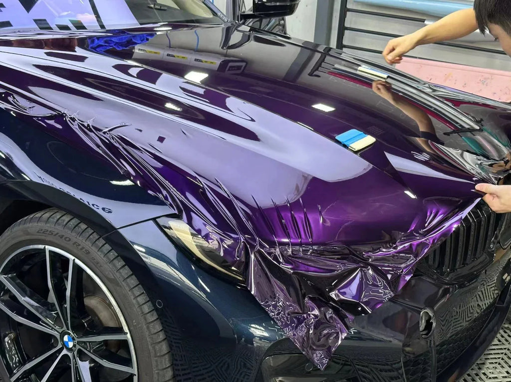 18M Roll High Glossy Metallic Midnight Purple Vinyl Film Sticker DIY Car Wrap Foil with Air Release Self Adhesive Decal Wrapping