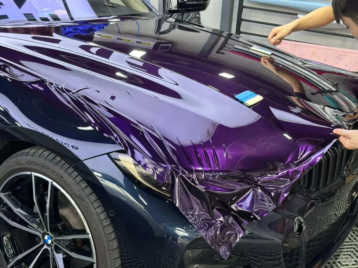 18M Roll High Glossy Metallic Midnight Purple Vinyl Film Sticker DIY Car Wrap Foil with Air Release Self Adhesive Decal Wrapping