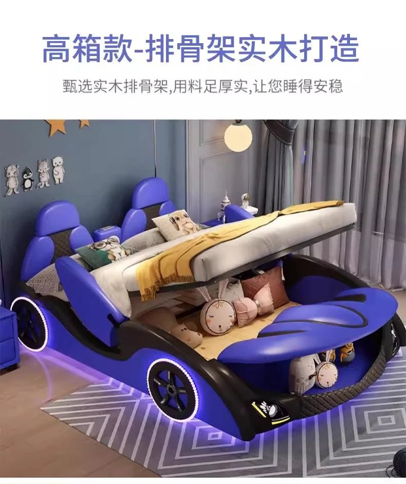 With lights and sound system 120x200 150x200 180x200 cm Sports car bed bedroom furniture Bed bases and frames Double beds