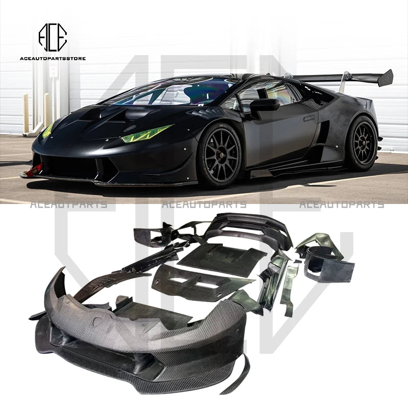 For Lamborghini Huracan LP620 Front Rear Bumper Carbon fiber Engine Hood Spoiler Wing Side skirts For Huracan LP620 Body kit