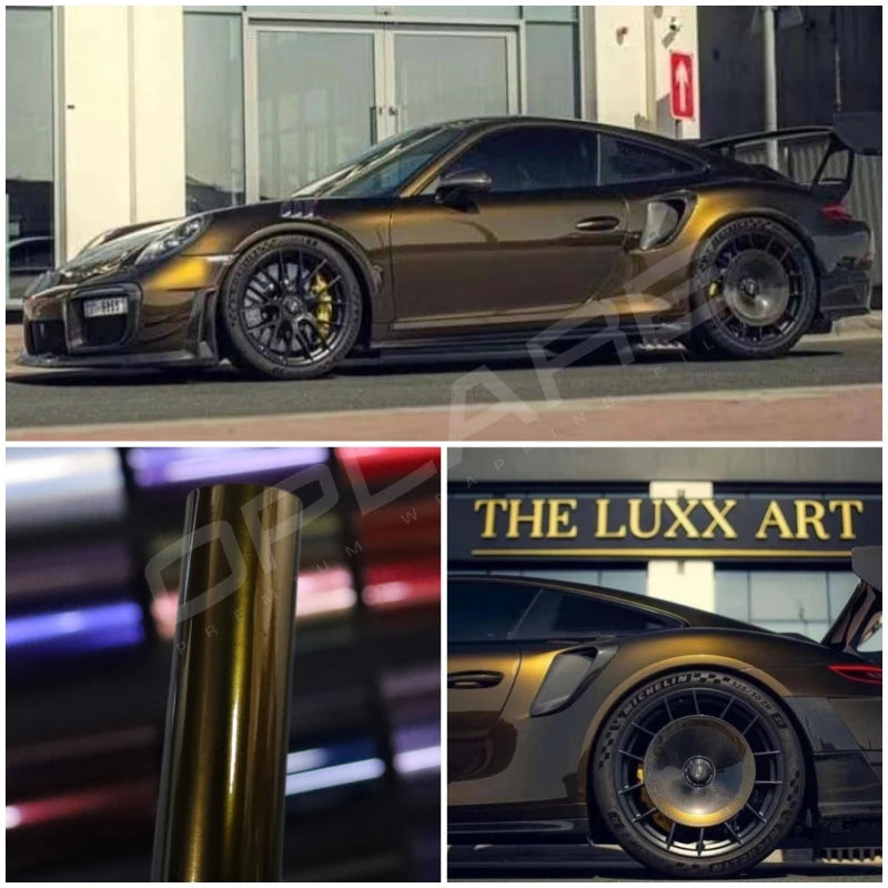 Highest quality PET glossy metallic Midnight gold vinyl wrap