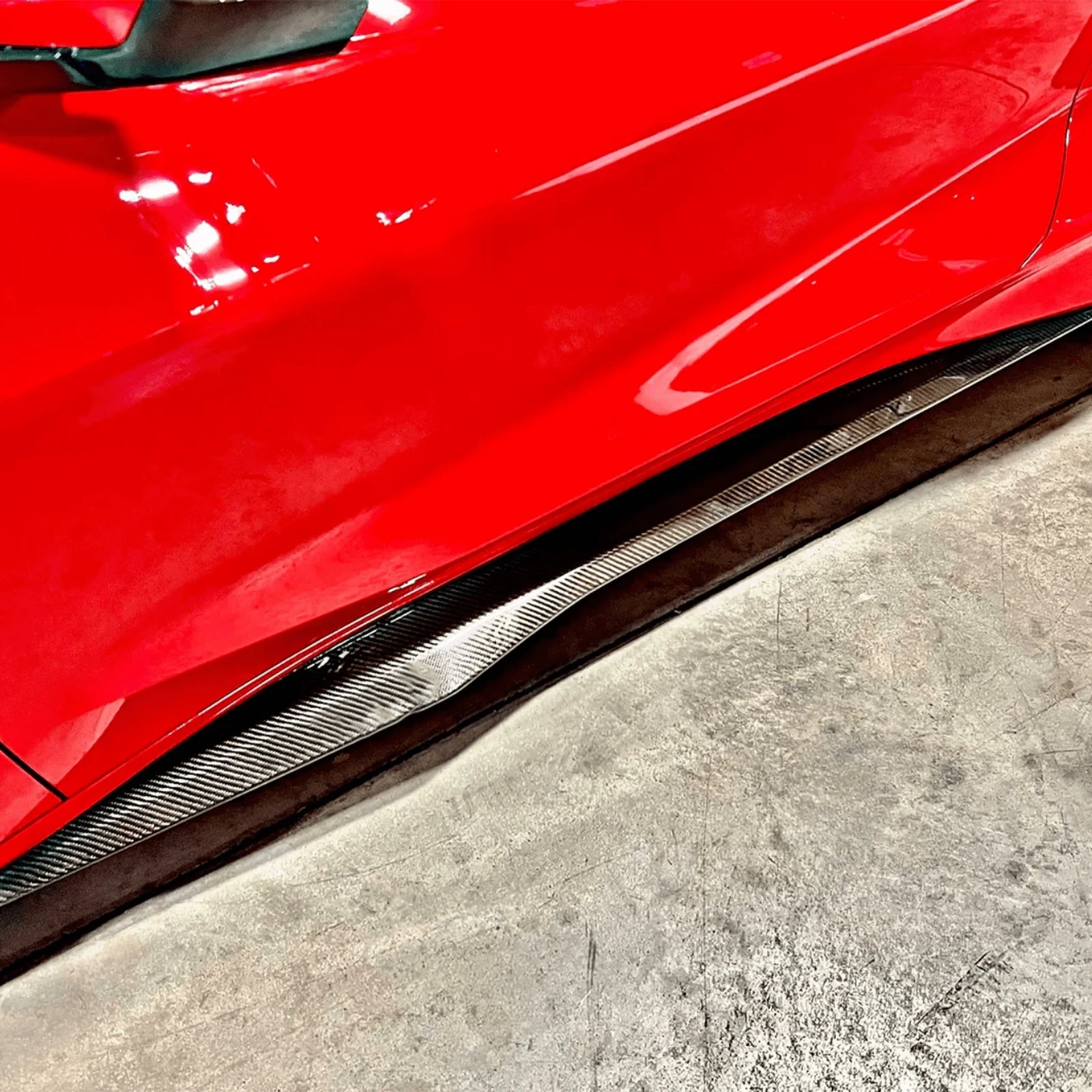 Side Skirts Extension Splitters Fender For Chevrolet Corvette C8 2 Door Z51 Stingray STG 3 2020-2024 Carbon Look Glossy Black