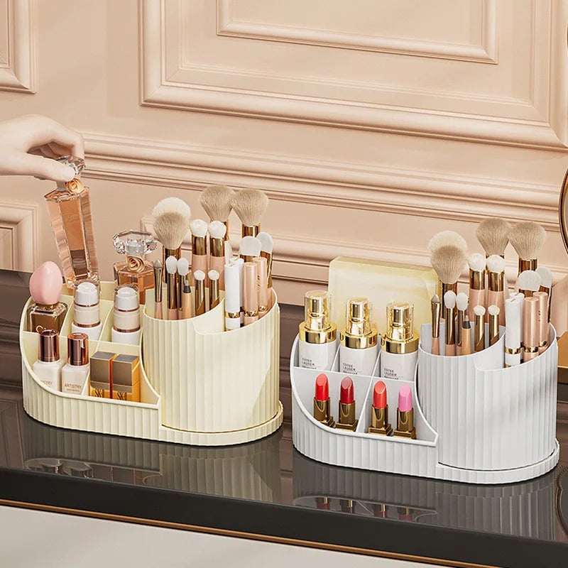 360° Rotatable Cosmetic Organizer Lipstick, Makeup Brush Organizer, Desktop Cosmetic Display Cabinet Suitable for Living Room,