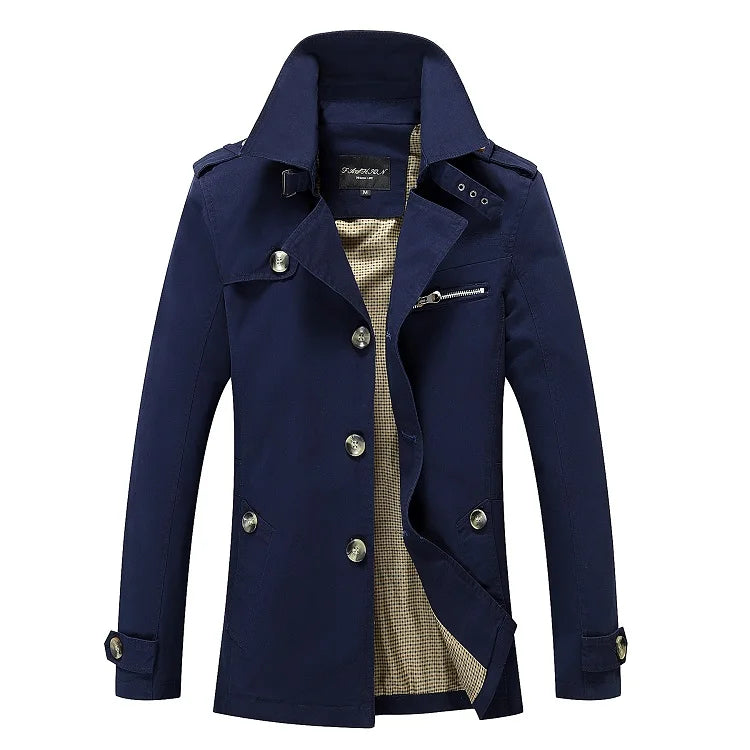 Fashion Men Trench Jackets Brand Casual Business Trench Coat Mens Leisure Overcoat Male Single Breasted Windbreakers Plus Size