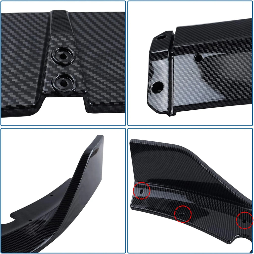 4PCS Front Bumper Lip Splitter Spoiler Body Kit For Dodge Charger 2015-2023 SRT-Style Carbon Fiber Look Glossy Black