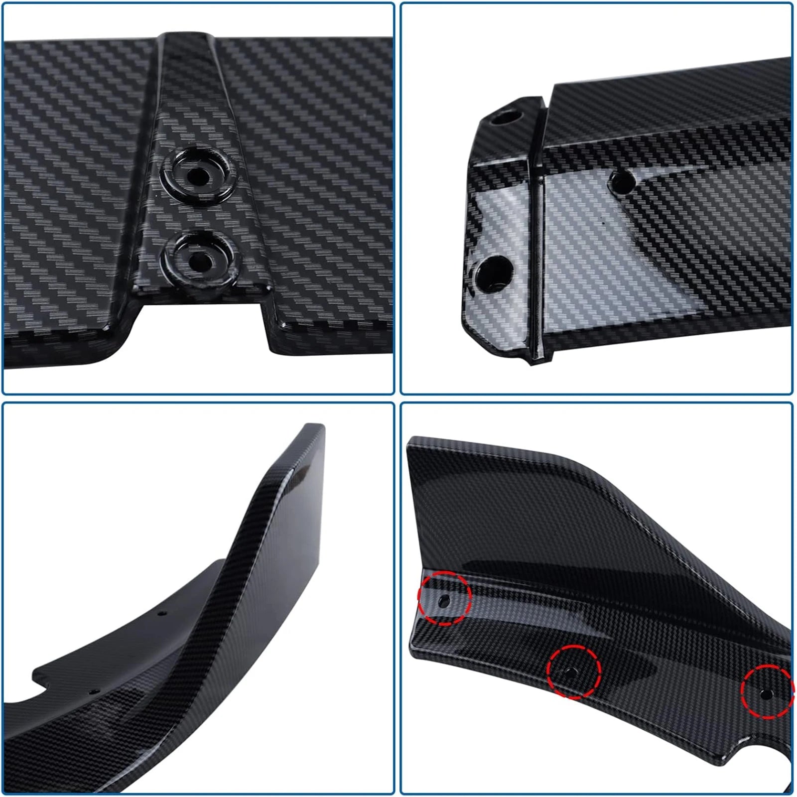 4PCS Front Bumper Lip Splitter Spoiler Body Kit For Dodge Charger 2015-2023 SRT-Style Carbon Fiber Look Glossy Black