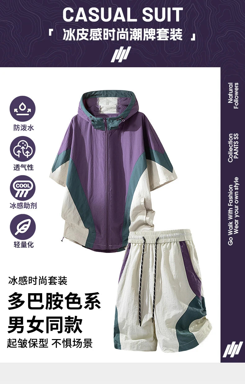 Summer Style Quick-Drying Shirt and Shorts Set for Men