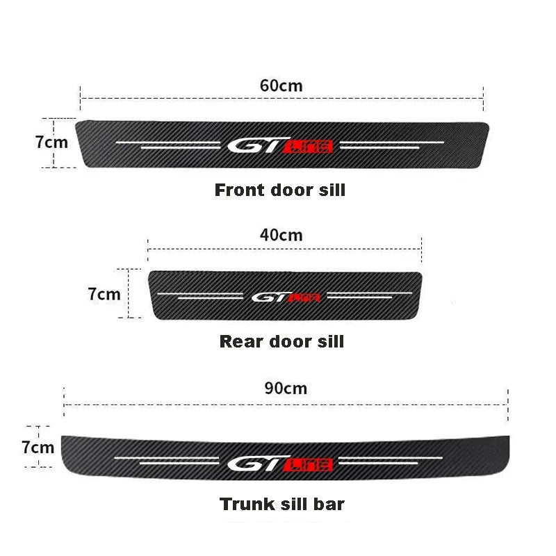 Carbon Fiber Car Door Sill Sticker Auto Door Threshold Protector Strip For Peugeot GT GTi GT Line 508 5008 3008 208 2008 308 206