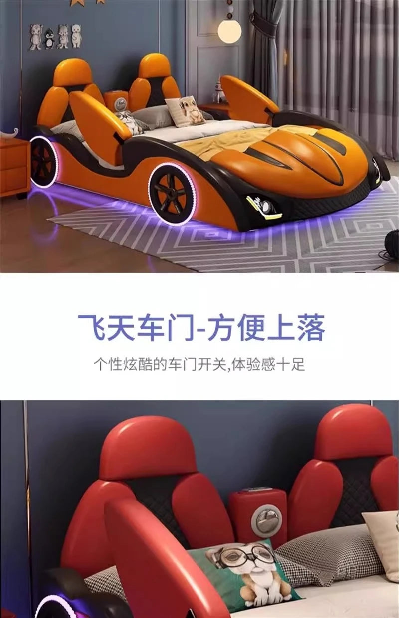 With lights and sound system 120x200 150x200 180x200 cm Sports car bed bedroom furniture Bed bases and frames Double beds