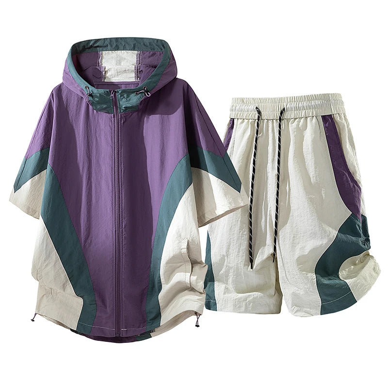 Summer Style Quick-Drying Shirt and Shorts Set for Men