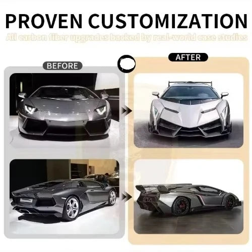 For Aventador LP700 Body Kit Upgrade Veneno Style Front Bumper Sideskirt Rear Fender Panel Spoiler Trunk Lid Bodykit