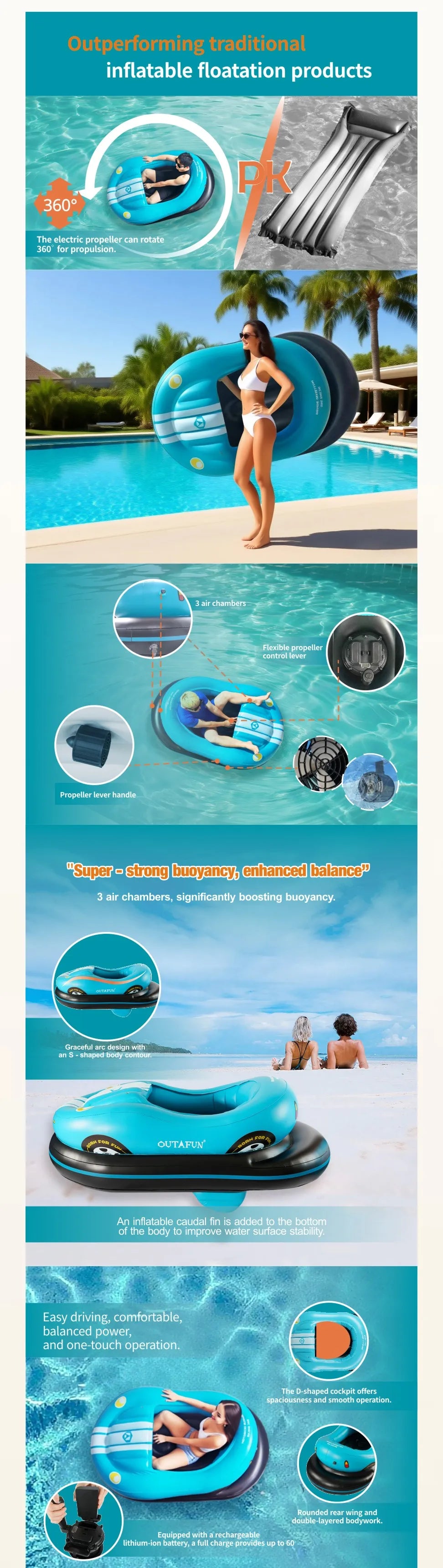 Inflatable Bumper Car Motorized Pool Float with Lake Float Tube PVC Material 1 Passenger Adult Pool Toy Water Amusement