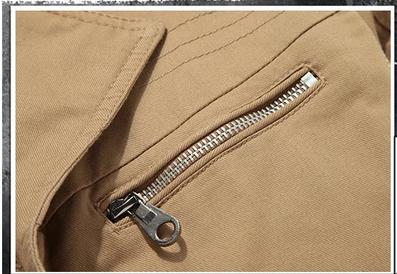 Men's Khaki Long-Sleeve Fleece-Lined Jacket, New Winter Style Collared Warm Coat,