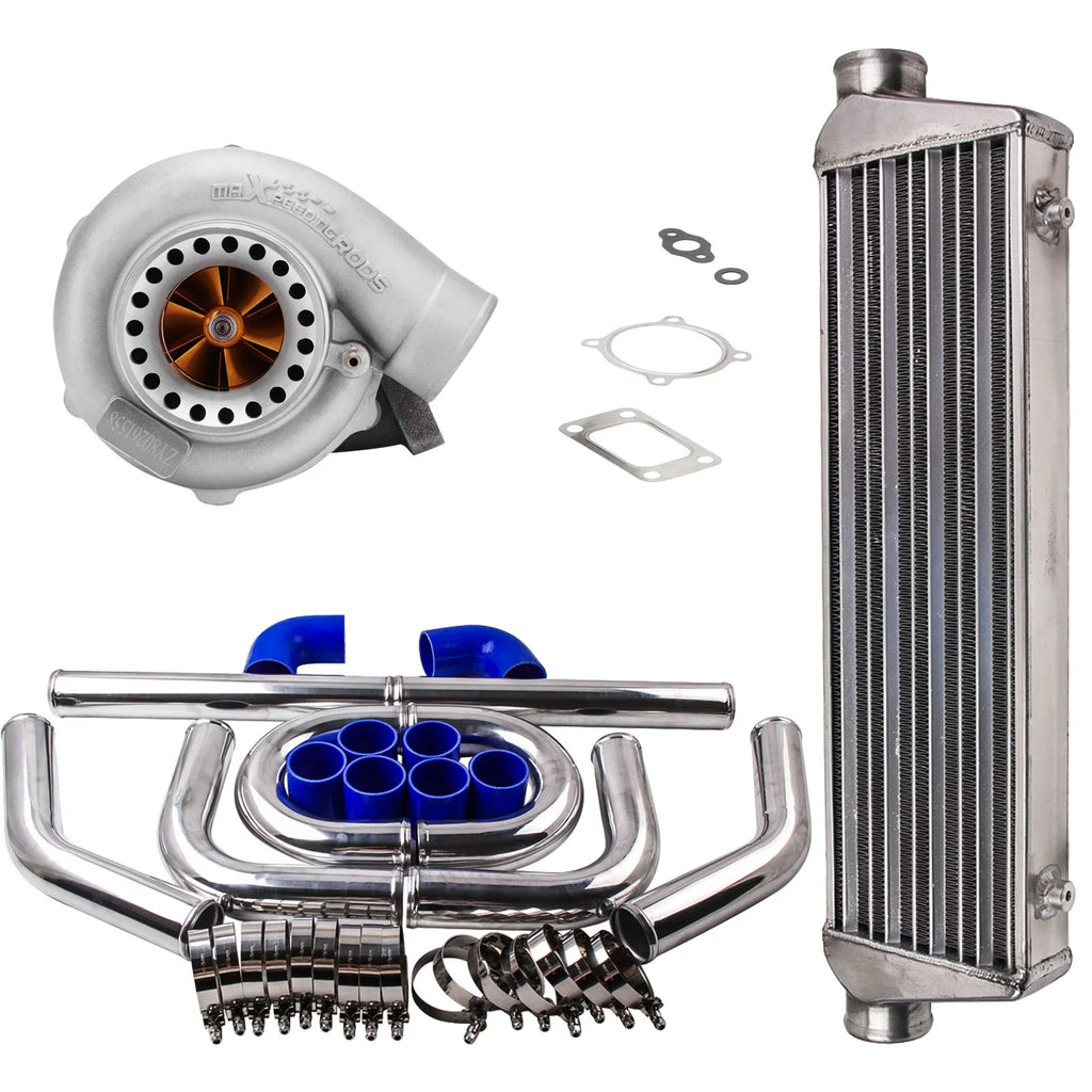 1 Set  Universal Billet GT3582 Turbocharger Kit + Intercooler + 2.5" Turbo Pipe Piping