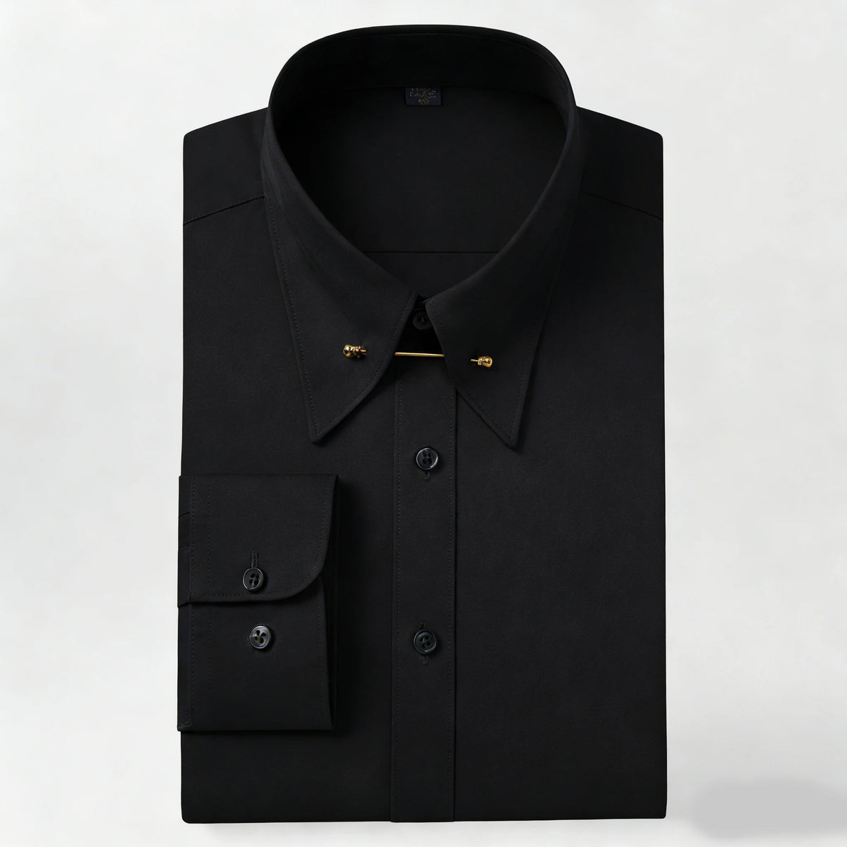 Embroidered French Cufflinks Men's Long-Sleeve Shirt with Collar Pins, Big Collar Dress Shirt for Business Formal Wear, Gentlema