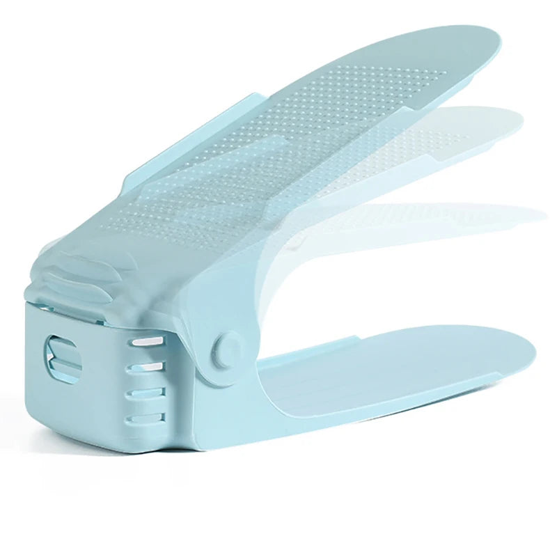 1/4/10 Pcs Shoe Organiser Plastic Adjustable Height Shoe Shelf Top and bottom compartment design Save space in your shoe cabinet