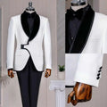 Elegant Wedding Tuxedos 2 Piece Set Jacket Pants Men Suit Design One Button Shawl Lapel  Evening Prom Groom Blazers Customized