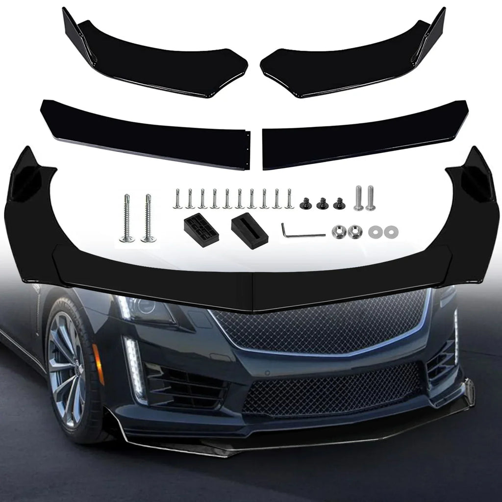 Universal ABS Front Bumper Lip Chin Spoiler Splitter With 8"-11" Adjustable Support Rod