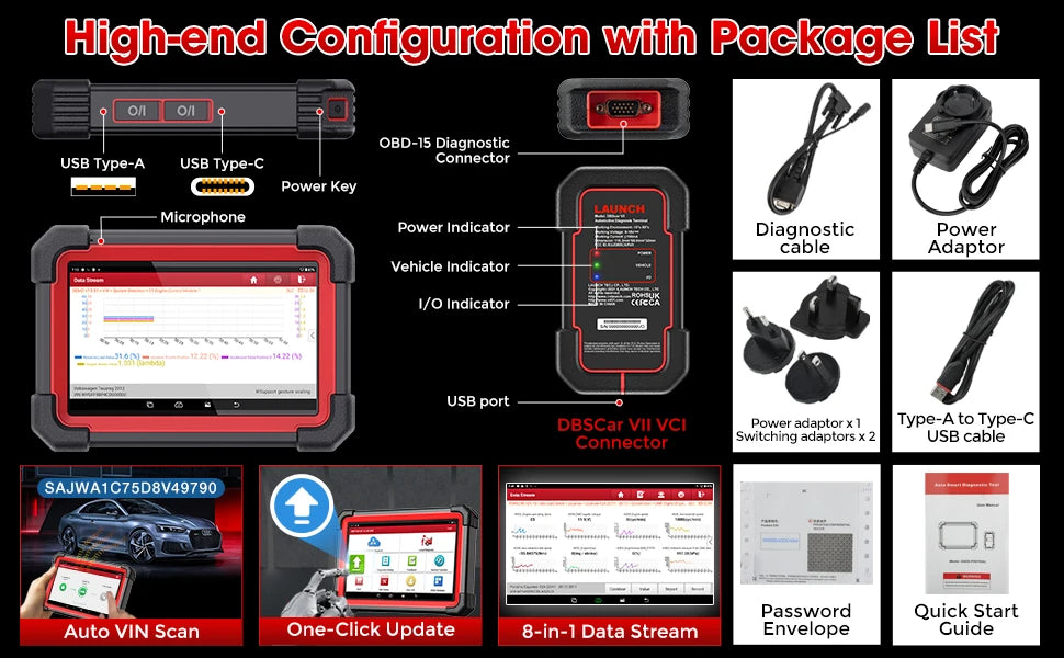 LAUNCH X431 CRP919E BT Car Diagnostic Tools CAN FD DOIP ALL Systems ECU Coding Bi-directional 35 Resets DBScar VII Auto Scanner