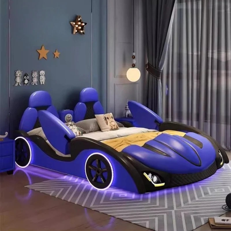 With lights and sound system 120x200 150x200 180x200 cm Sports car bed bedroom furniture Bed bases and frames Double beds