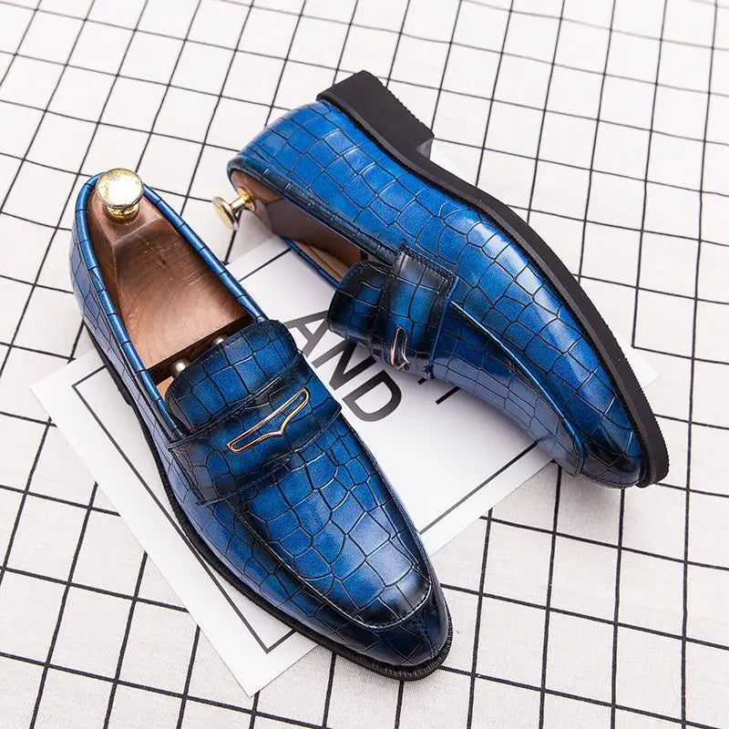 Fashion Italian Plus Size Men Dress Shoes Retro Genuine Leather Crocodile Grain Party Wedding Slippers Shoes Men