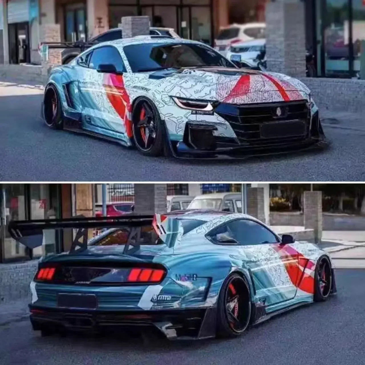 Dawn Style Wide Body kit for Ford Mustang 2018-2022 Car Front Bumpers Fender Flares Honnet Hood Rear Spoiler Wing Bodykit