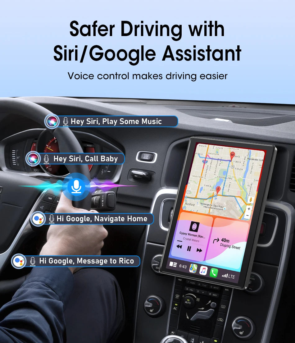 7/8/9'' Support Orientation & Portrait Car Mirror Radio Wireless Carplay Android Auto Multimedia Video Player Universal Screen