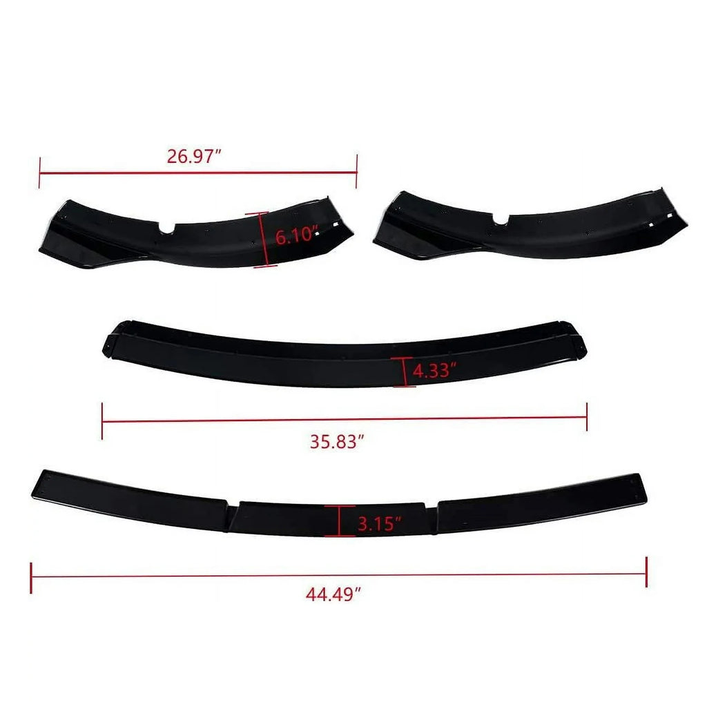 4PCS Front Bumper Lip Splitter Spoiler Body Kit For Dodge Charger 2015-2023 SRT-Style Carbon Fiber Look Glossy Black