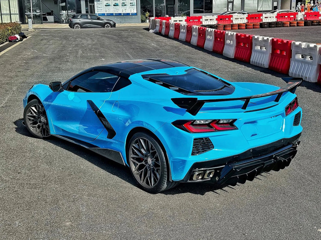 For Chevrolet Corvette C8 2020-2025 NINTE Style Rear Bumper Diffuser Non-Widebody Glossy Black Cars Accessories Body Kit