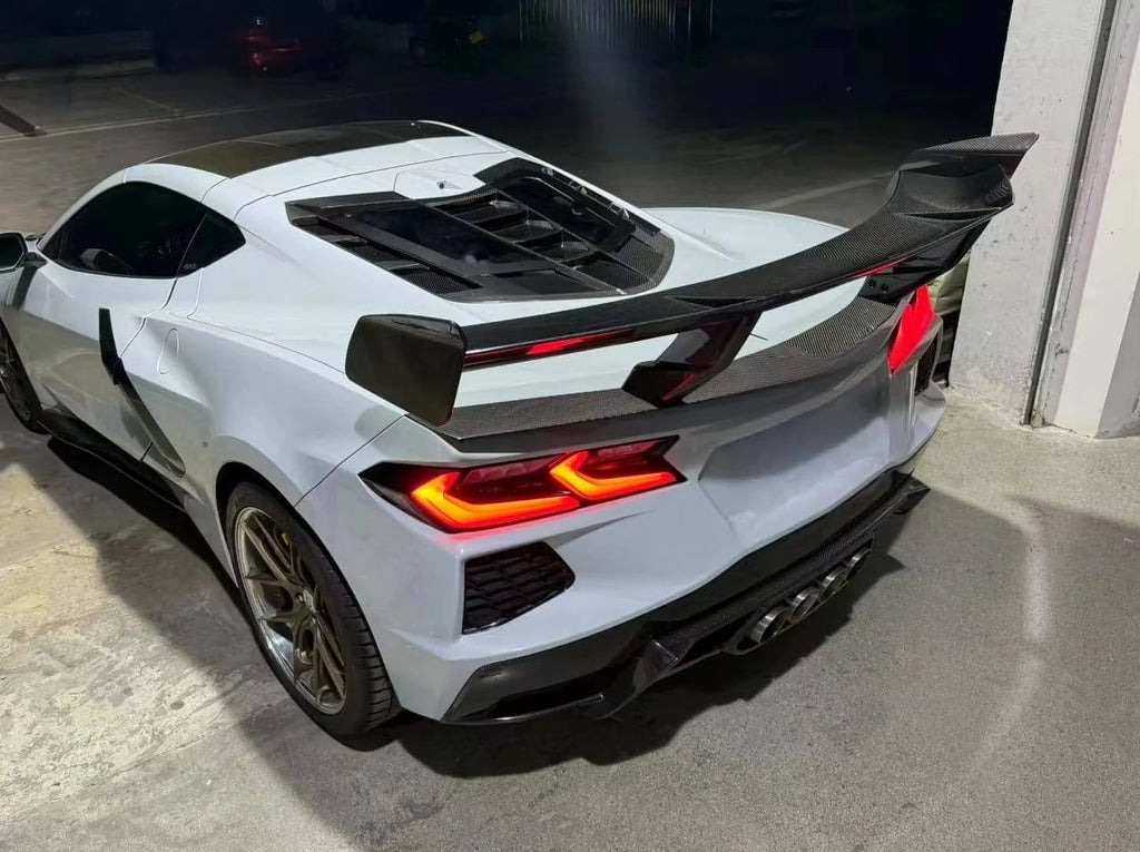 Suitable for C8 ZR1 Rear Wing: High-quality Dry Carbon Fiber  for the Car Body Kit