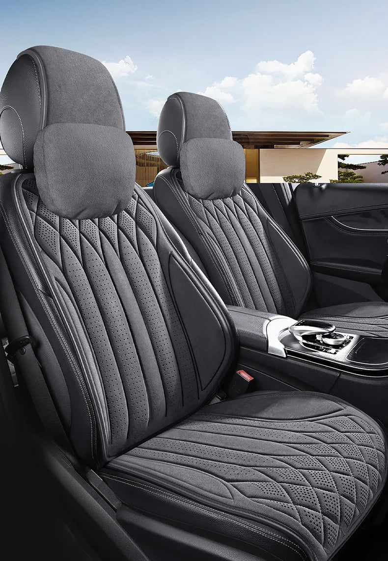 Car Suede Seats Protection Universal Car Seat Cover All Season Breathable High Quality Perforated Latex Suede SUV Seat Covers