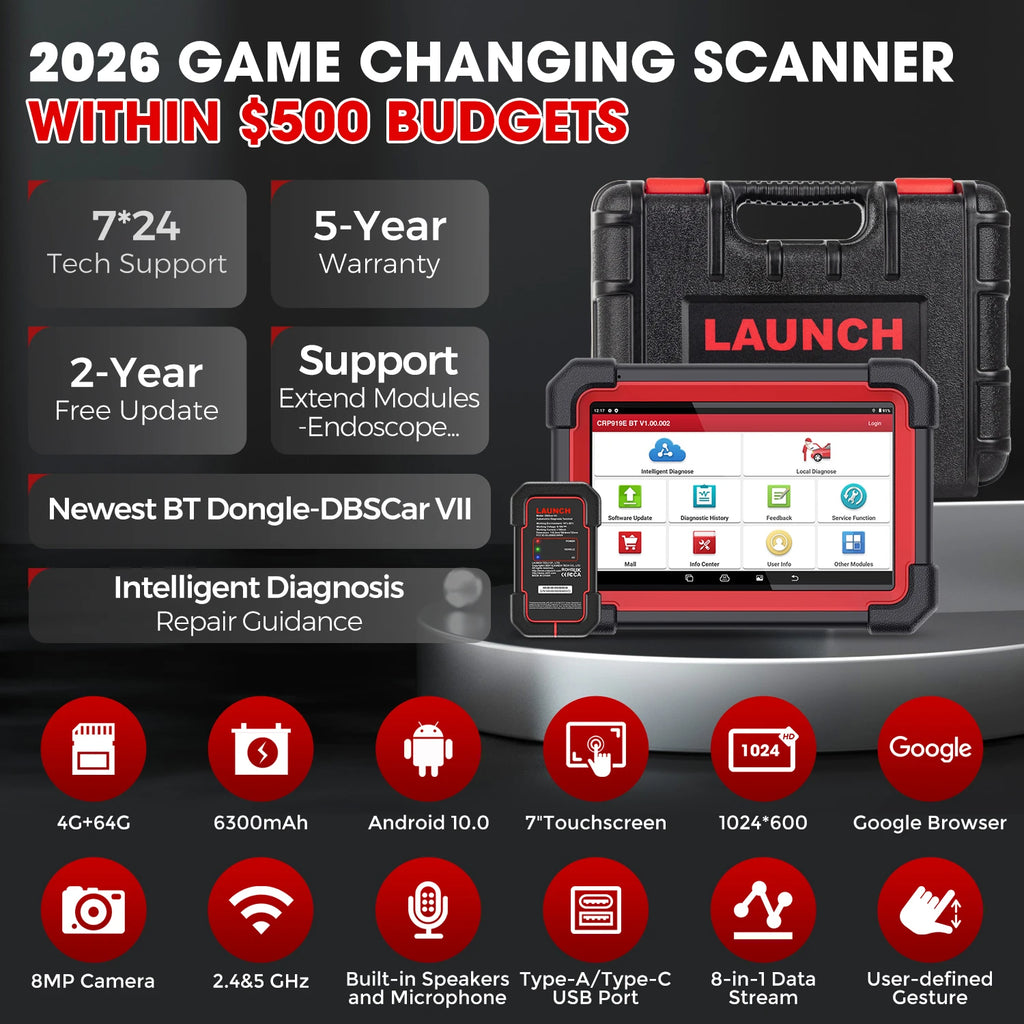LAUNCH X431 CRP919E BT Car Diagnostic Tools CAN FD DOIP ALL Systems ECU Coding Bi-directional 35 Resets DBScar VII Auto Scanner